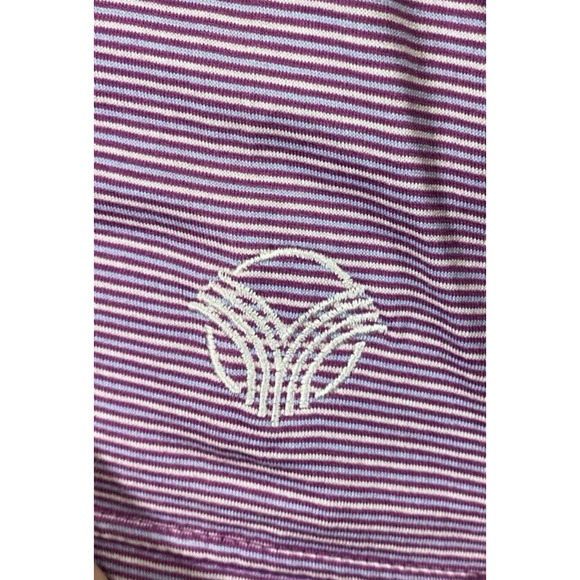 Peter Millar Polo Shirt Mens Medium Striped Light Purple Golf Preppy - Picture 9 of 12